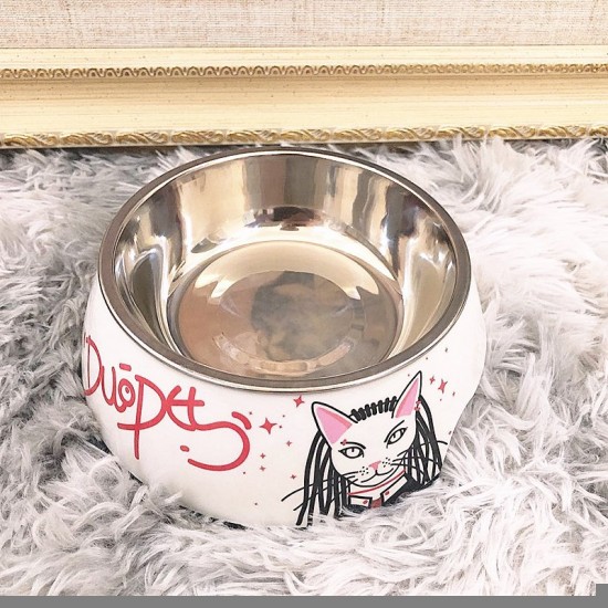 Pet stainless steel cartoon food bowl non-slip and easy to clean, universal for cats and dogs Pet stainless steel cartoon food bowl non-slip and easy to clean, universal for cats and dogs