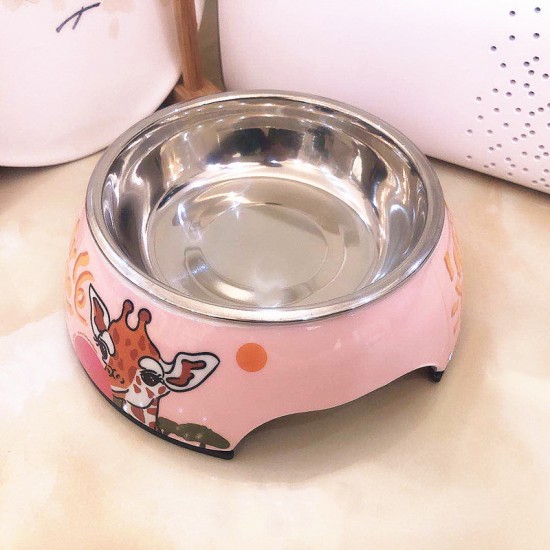 Pet stainless steel cartoon food bowl non-slip and easy to clean, universal for cats and dogs Pet stainless steel cartoon food bowl non-slip and easy to clean, universal for cats and dogs