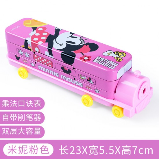Genuine Disney creative cute cartoon double-decker train multifunctional creative iron pencil case Genuine Disney creative cute cartoon double-decker train multifunctional creative iron pencil case