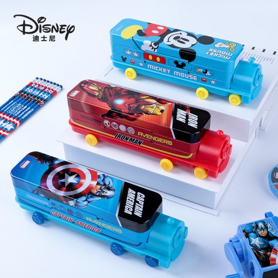 Genuine Disney creative cute cartoon double-decker train multifunctional creative iron pencil case Genuine Disney creative cute cartoon double-decker train multifunctional creative iron pencil case
