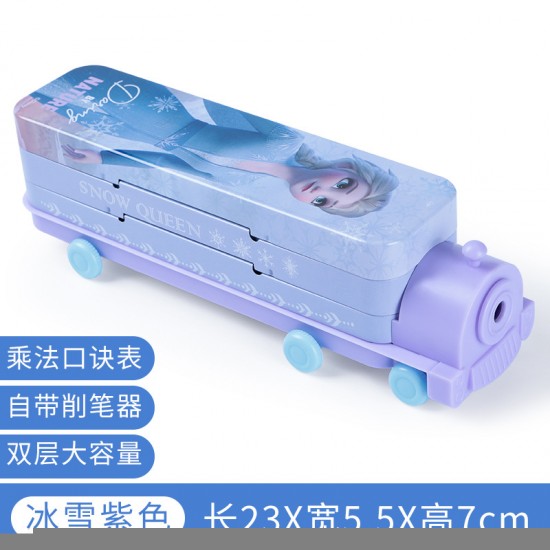 Genuine Disney creative cute cartoon double-decker train multifunctional creative iron pencil case Genuine Disney creative cute cartoon double-decker train multifunctional creative iron pencil case